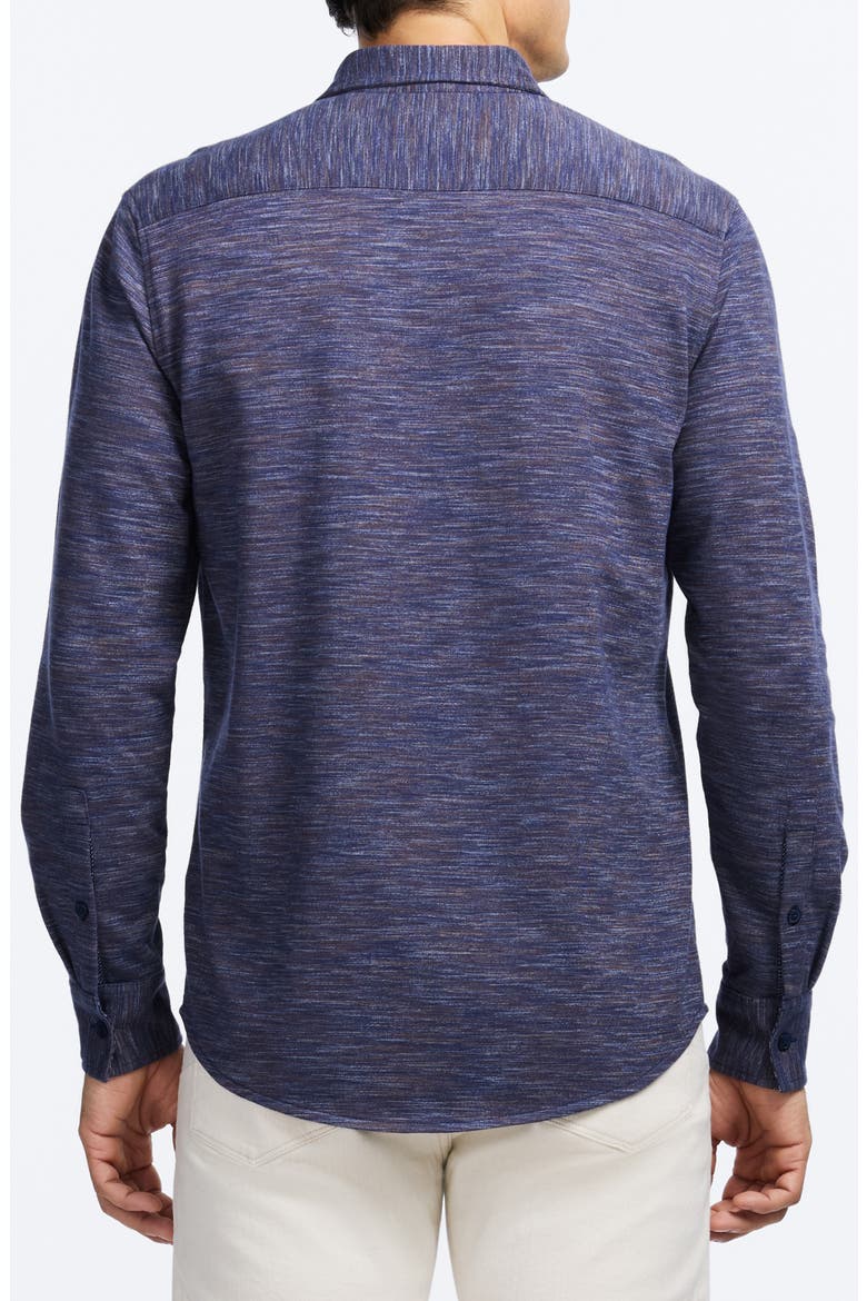 Storrs Space Dye Knit Cotton Blend Button-Up Shirt, Alternate, color, NAVY