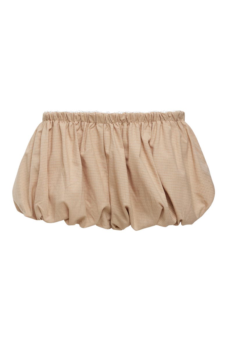 Eclipse Plaid Low Rise Bubble Hem Shorts, Alternate, color, BEIGE PLAID