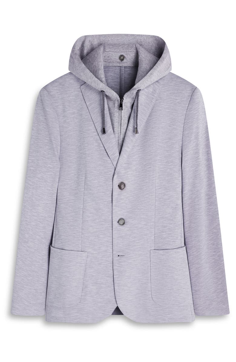 Bugatchi Cotton Mélange Piqué Blazer with Removable Hooded Bib, Alternate, color, Platinum