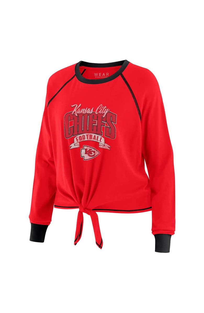 WEAR by Erin Andrews Women's WEAR by Erin Andrews Red/Black Kansas City Chiefs Plus Size Tie-Front Long Sleeve Top, Alternate, color, 
