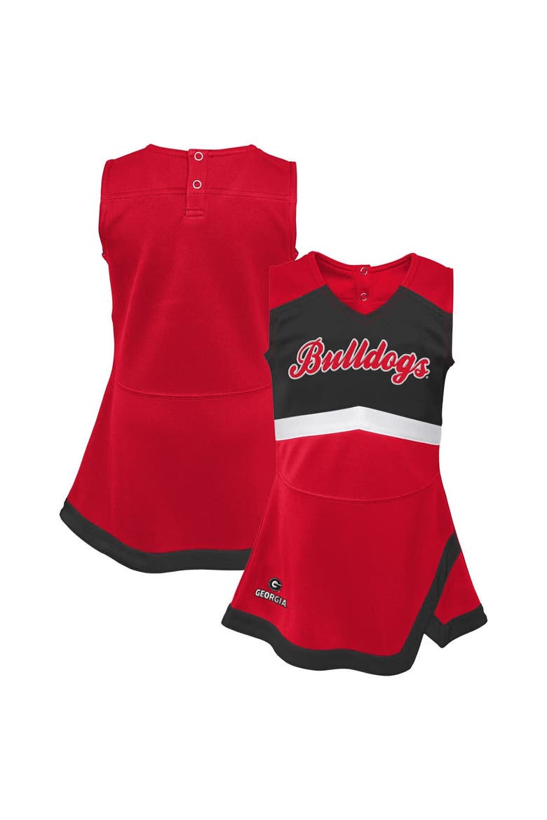 Girls Youth Red Georgia Bulldogs Cheer Captain Jumper Dress, Alternate, color, Red