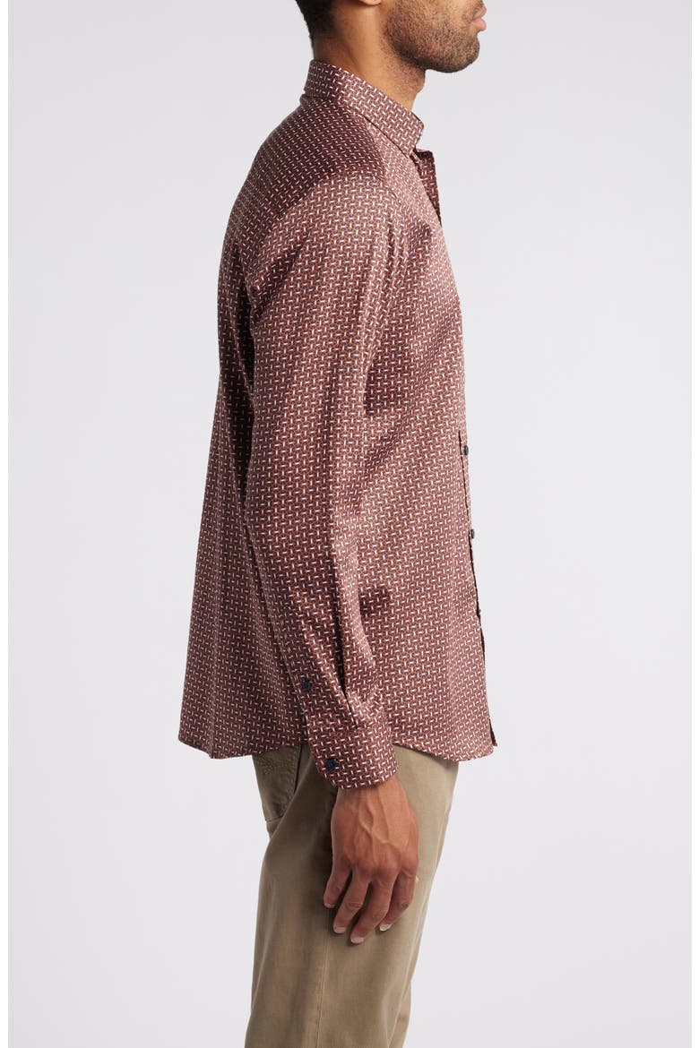 Linked Ovals Print Button-Up Shirt, Alternate, color, RUST/ NAVY