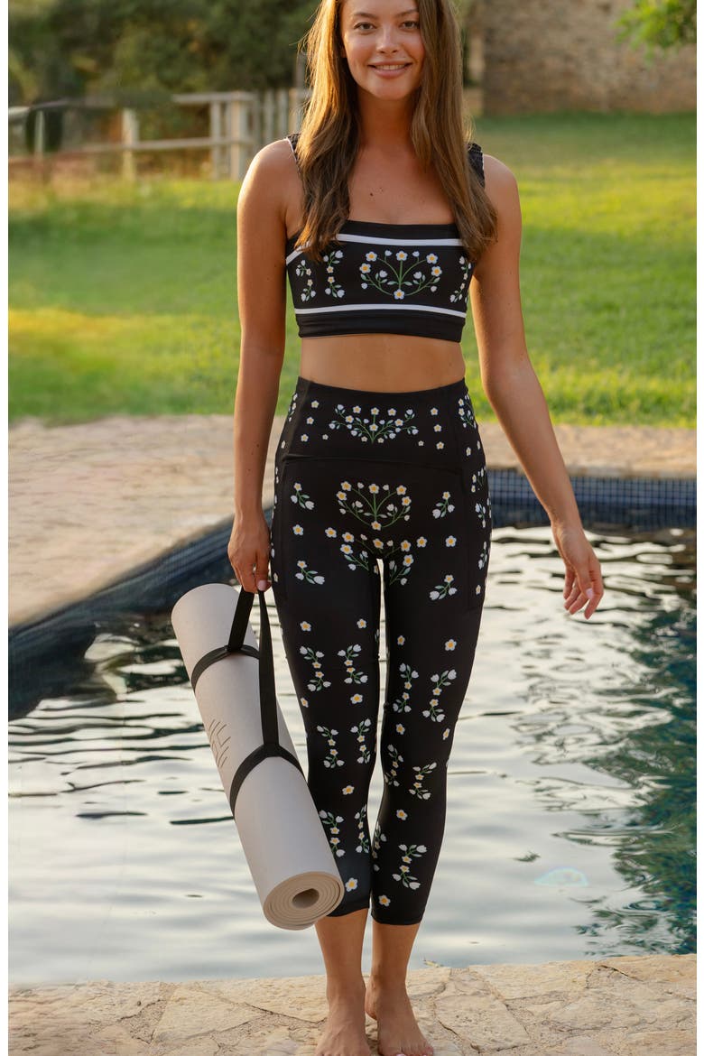 Night Garden High-Waisted 7/8 Leggings, Alternate, color, Black