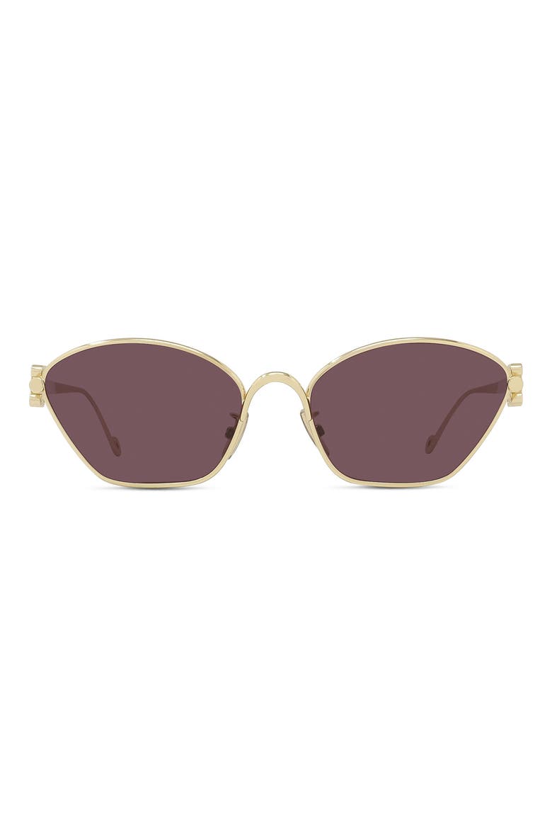 57mm Cat Eye Sunglasses, Main, color, SHINY ENDURA GOLD / VIOLET