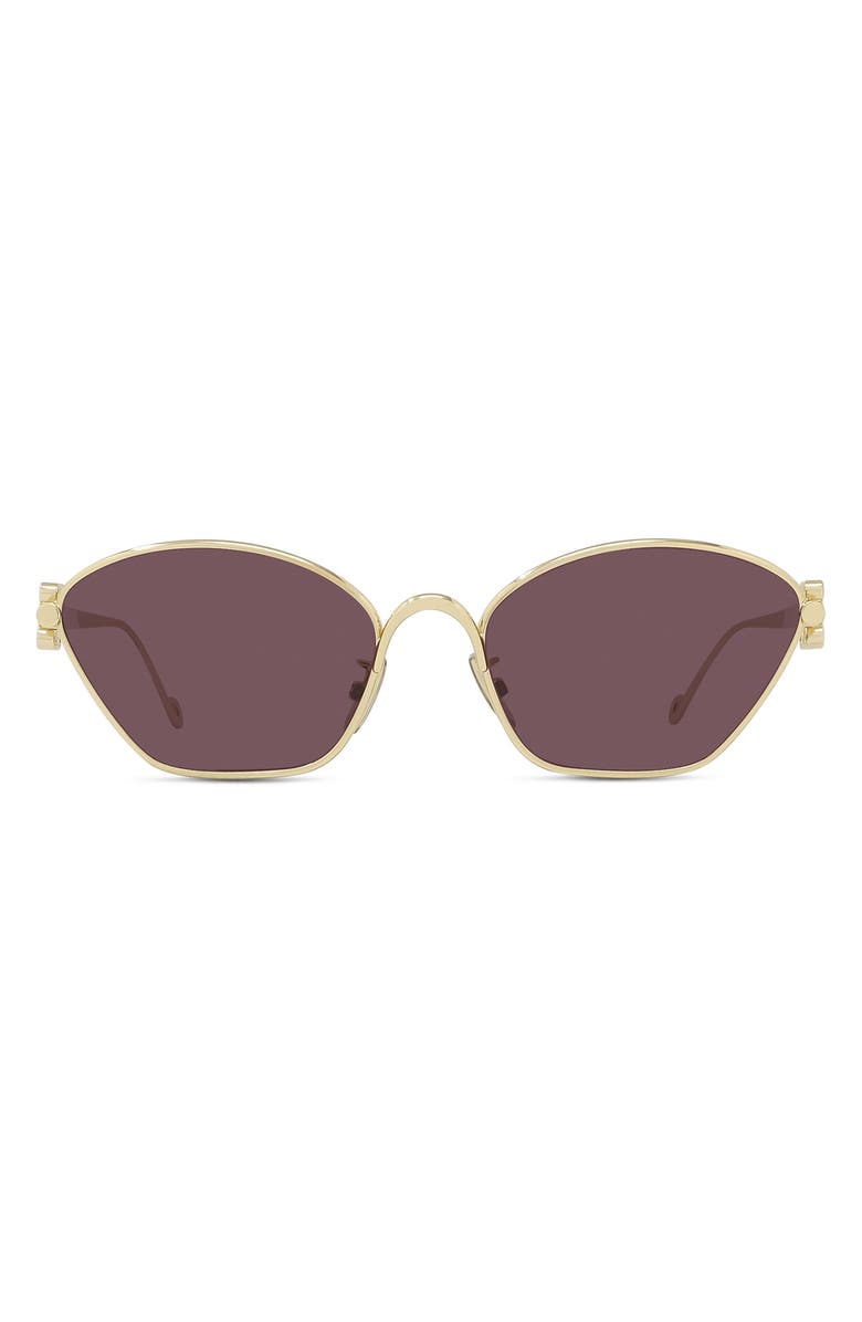 Loewe 57mm Cat Eye Sunglasses, Main, color, Shiny Endura Gold / Violet