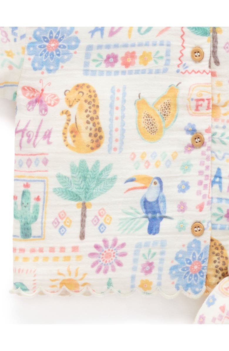 Purebaby Postcard Button Up Top & Short Set, Alternate, color, Postcard Print