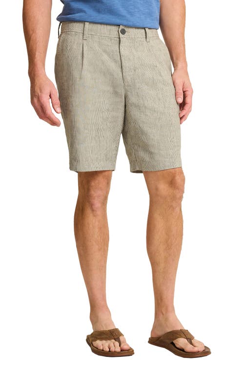 Tommy Bahama Isla Stripe Pleated Flat Front Linen Blend Shorts In Beach