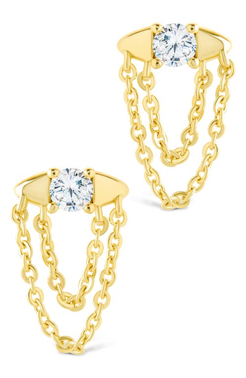 Sterling Forever Bowie Cubic Zirconia Chain Drop Stud Earrings