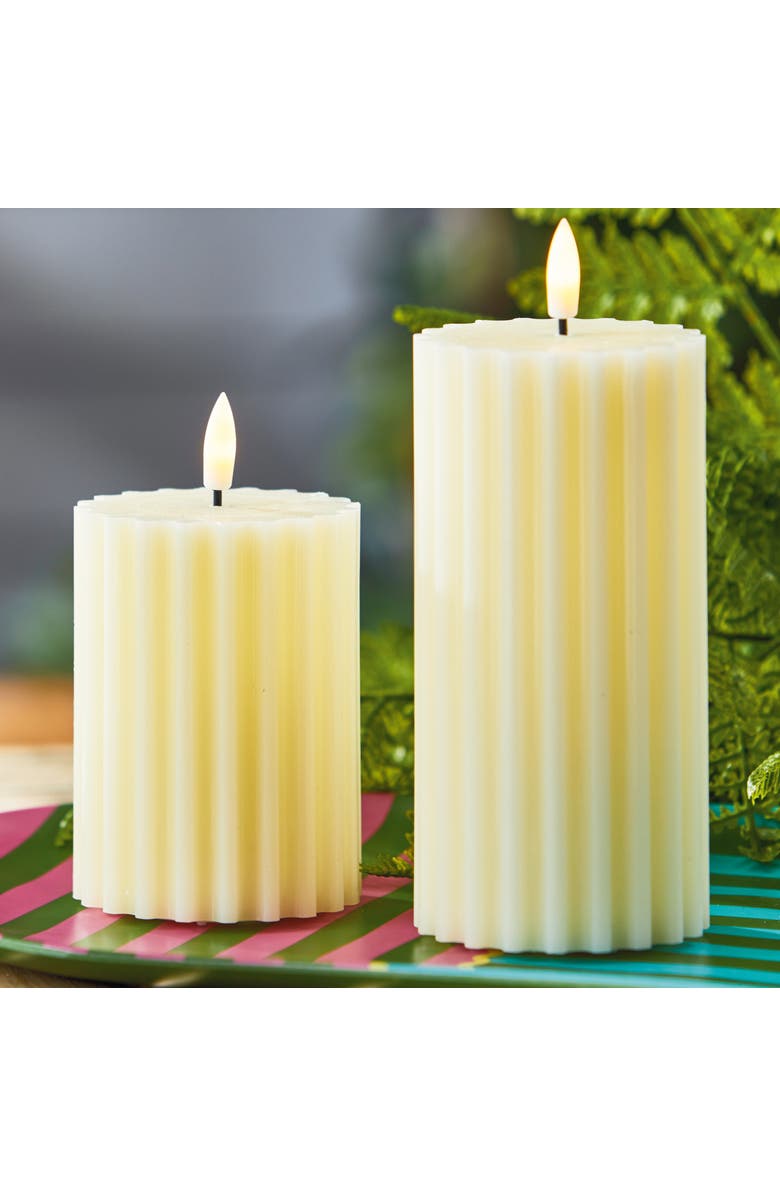 tag Ribbed Beige LED Flameless Pillar Candle for Home Decor, Alternate, color, Multicolored