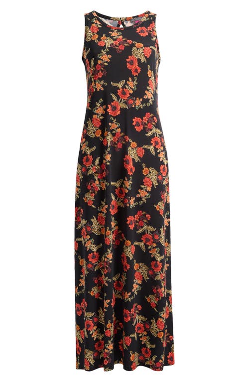 Vince Camuto Floral Sleeveless Jersey Maxi Dress In Red