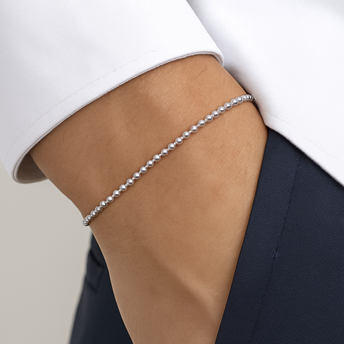 Donatello Gian Sterling Silver Bead Ball Necklace And Bracelet Set In Silver