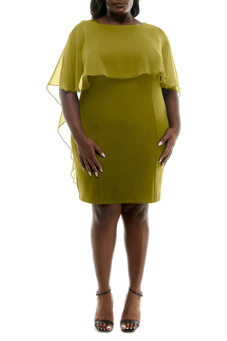 Popover Chiffon Sheath Dress, Main, color, MOSS