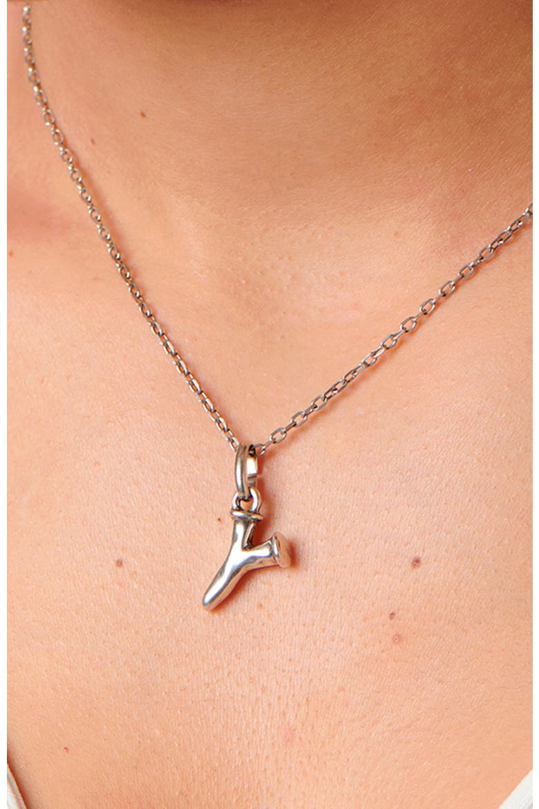 Sterling Silver-Plated Letter Y Charm, Alternate, color, Silver