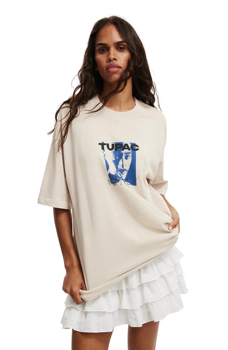 Cotton On Women's The Lcn Music Premium Boxy Graphic Tee, Main, color, Tupac  Stone
