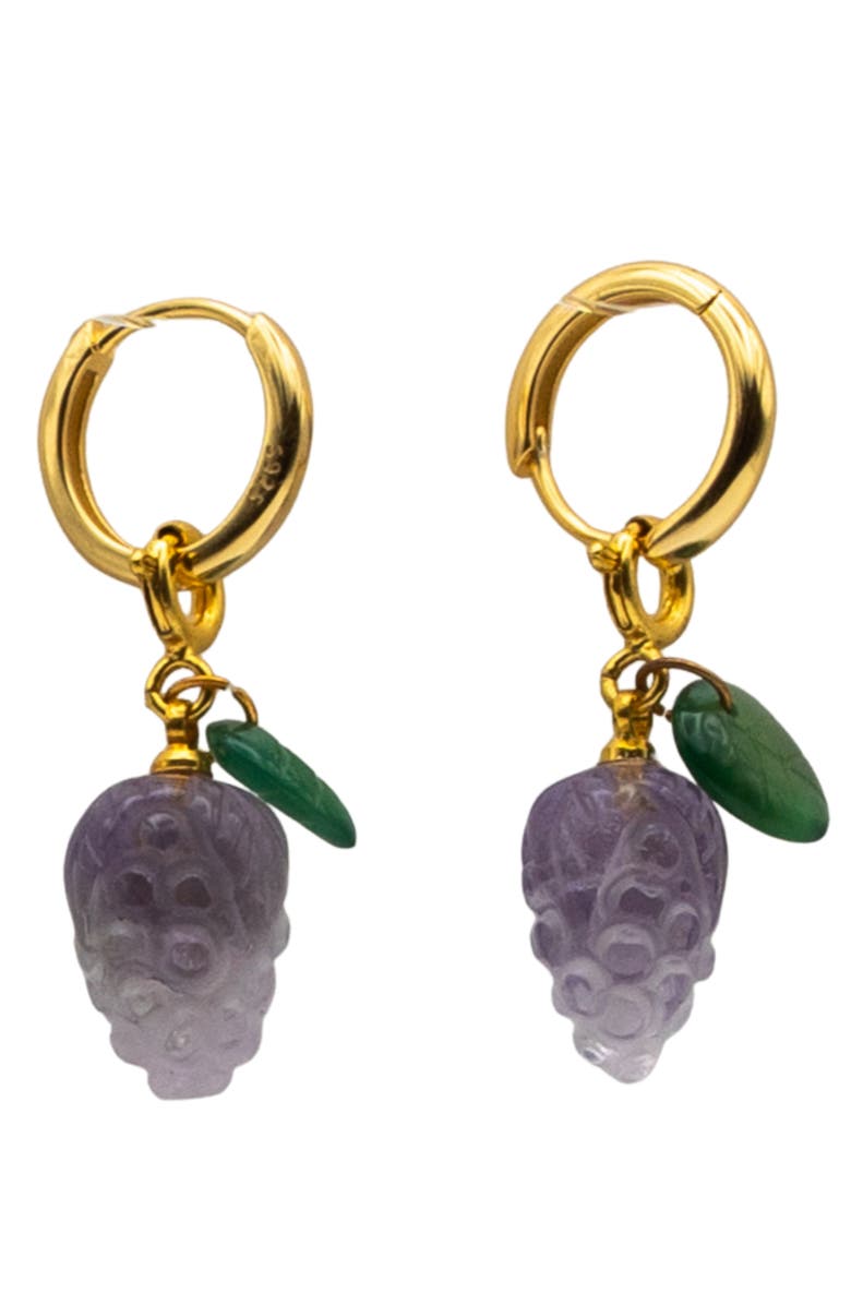 seree Harvest Grape Jade stone charm earrings, Main, color, Purple