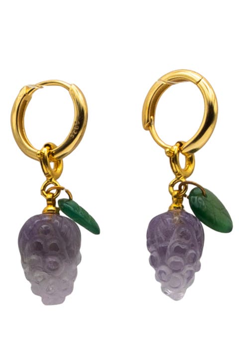Harvest Grape Jade stone charm earrings