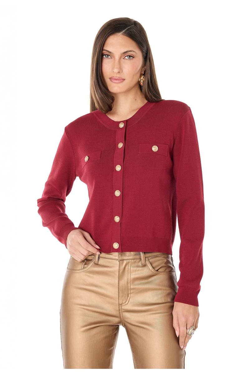 The Noli Shop Loretta Knit Cardigan Top, Main, color, Merlot