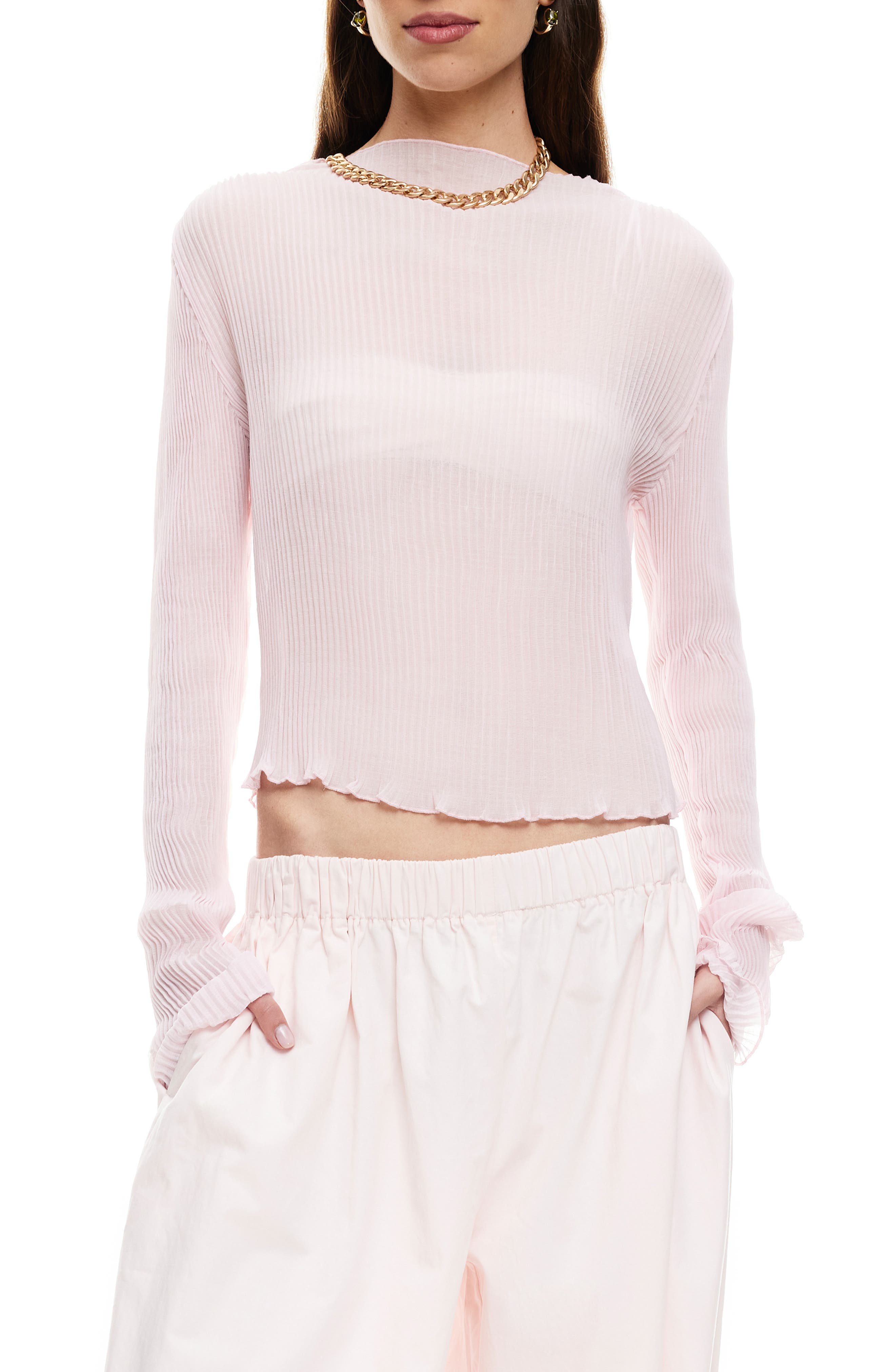 LIONESS Ford Long Sleeve Plissé Top