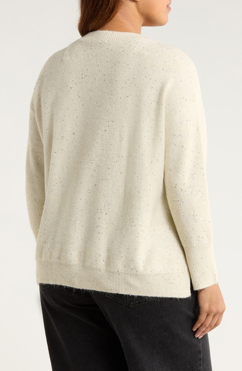 Vince Camuto Sequin Accent Creweck Sweater, Alternate, color, Cream Puff