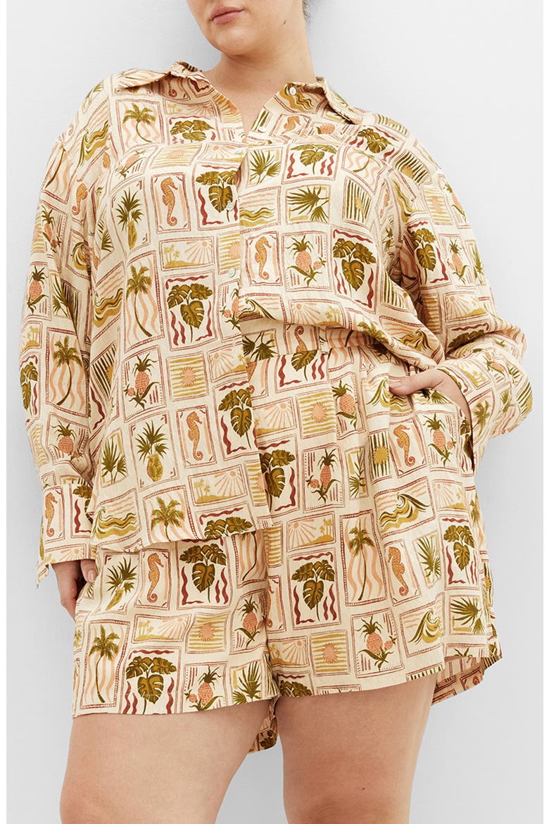 Bella Print High-Low Tunic Shirt, Main, color, COOL TROPICS