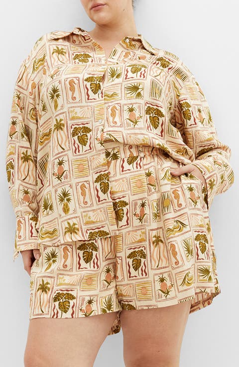 Bella Print High-Low Tunic Shirt (Plus)