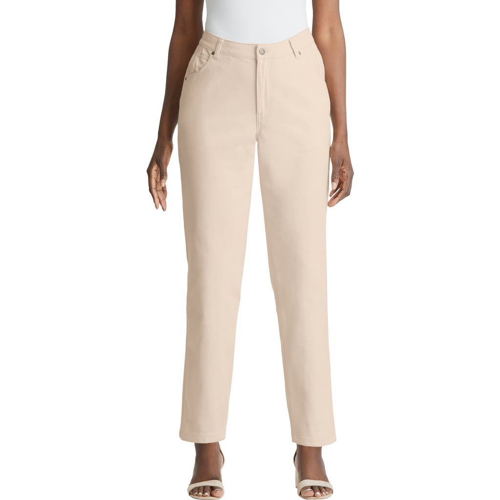 Jessica London Classic Cotton Denim Straight-leg Jean In Neutral