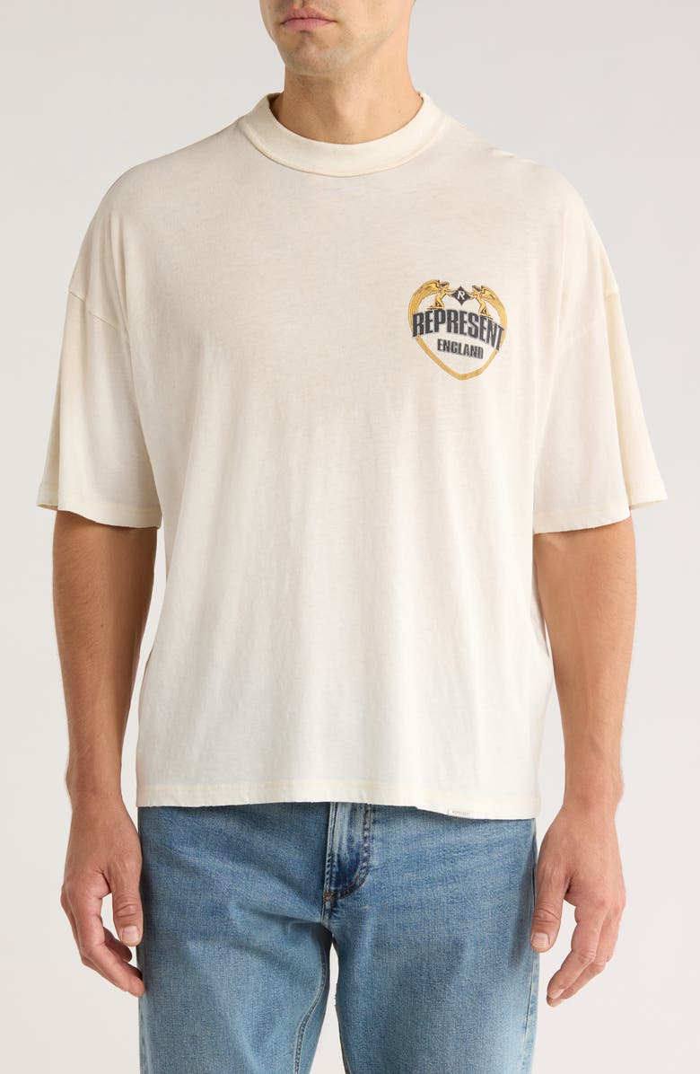 Represent Angel Border Graphic T-Shirt, Main, color, Washed Ecru