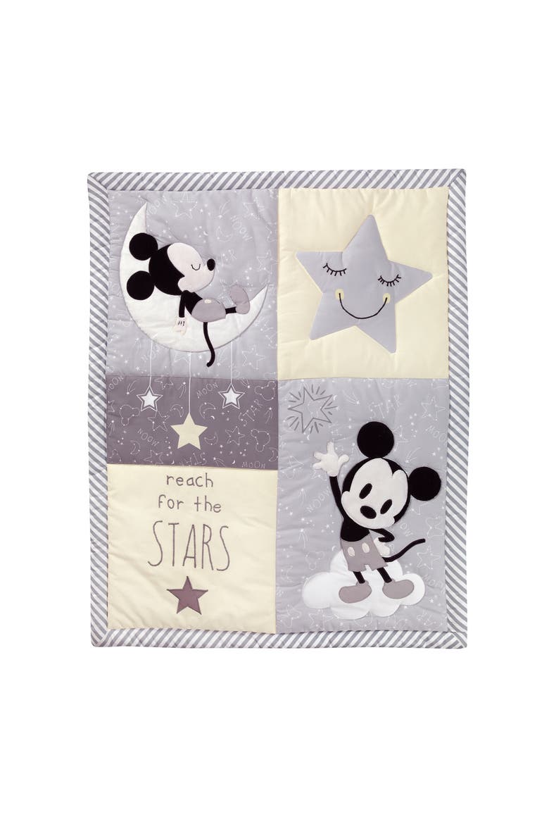 Disney Baby Mickey Mouse 4-Piece Crib Bedding Set, Alternate, color, Gray
