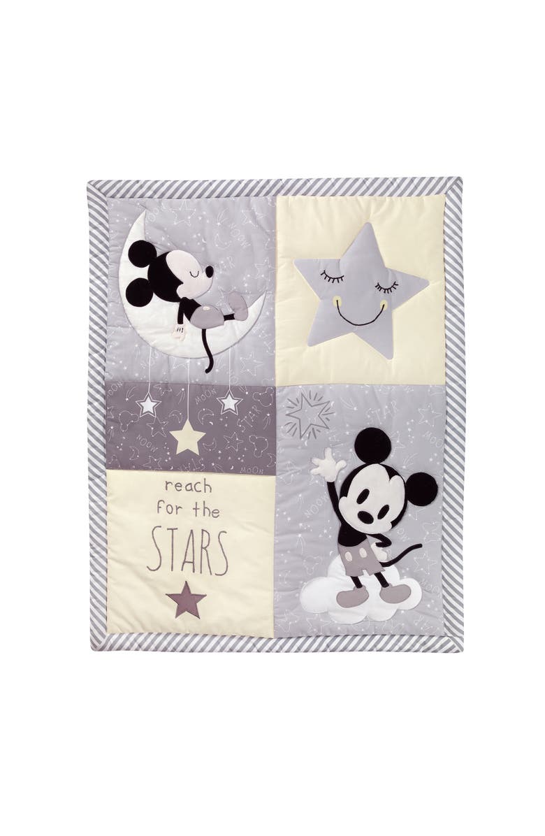 Lambs & Ivy Disney Baby Mickey Mouse 4-Piece Crib Bedding Set, Alternate, color, Gray