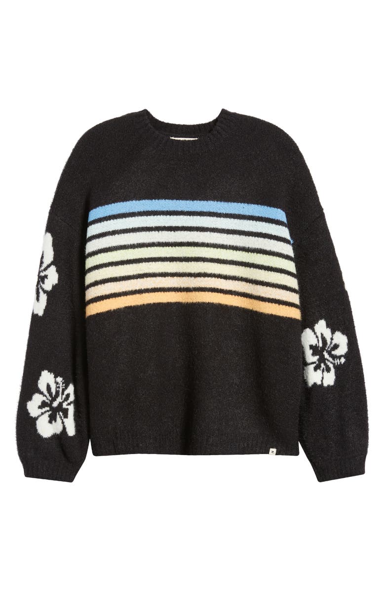 Rip Curl High Tide Hibiscus Stripe Crewneck Sweater, Alternate, color, 