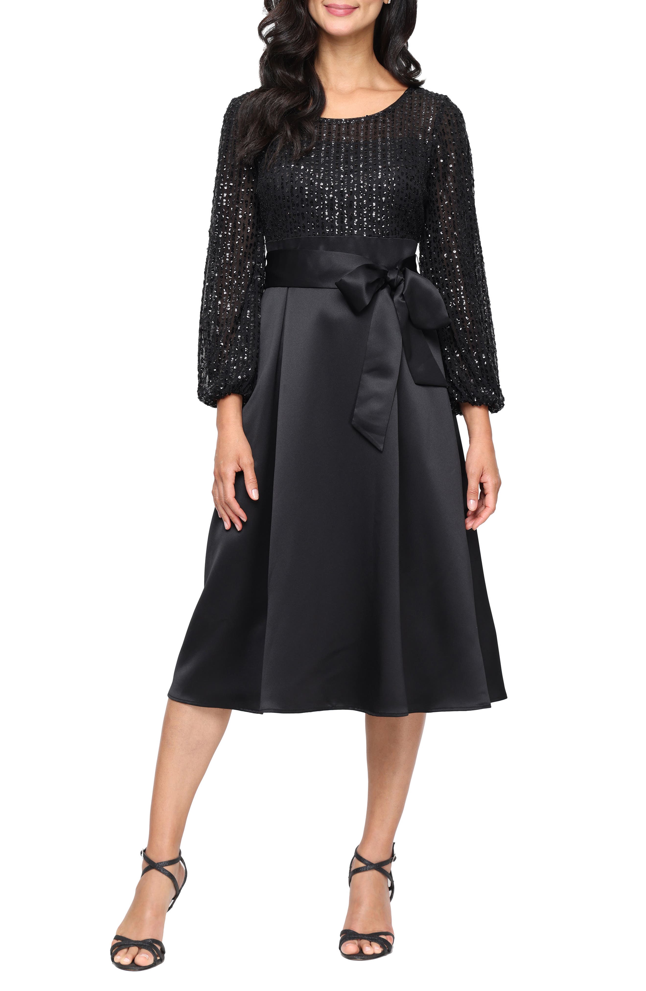 Alex Evenings Sequin Cocktail Midi Dress