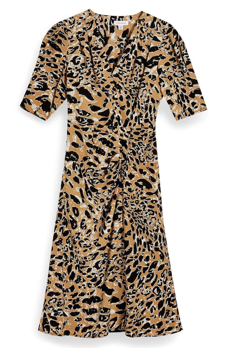 Topshop Leopard Print Mock Wrap Midi Dress, Alternate, color, 
