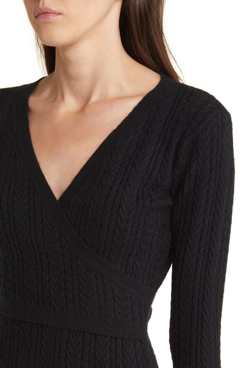 Charles Henry Cable Stitch Long Sleeve Sweater Dress, Alternate, color,