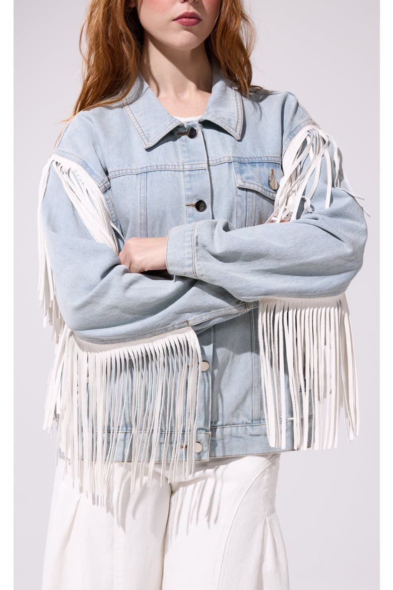 Arla Fringe Jacket, Main, color, DENIM