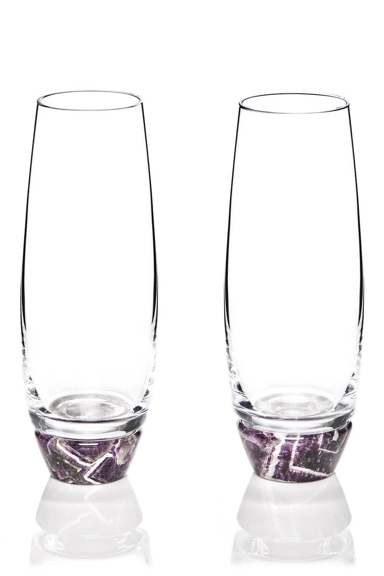 Elevo Set of 2 Champagne Glasses, Main, color, AMETHYST