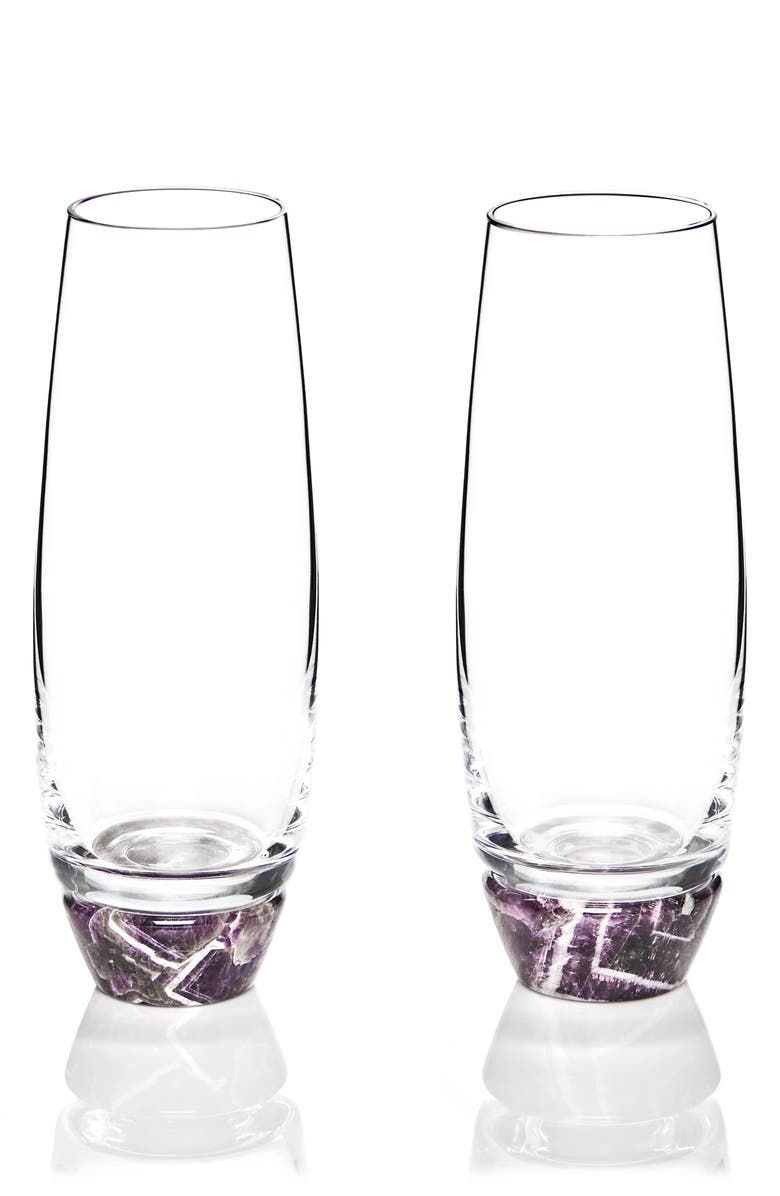 ANNA New York Elevo Set of 2 Champagne Glasses, Main, color, Amethyst