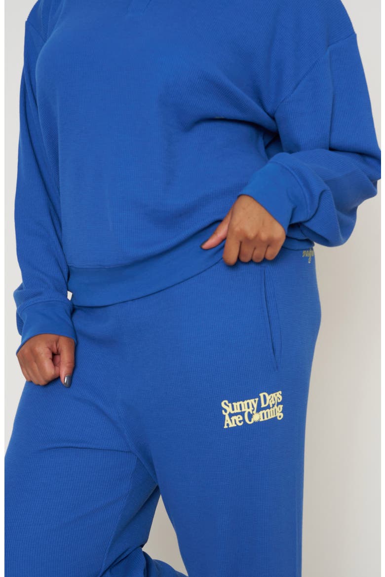 Sunny Days Are Coming Waffle Knit Wide Leg Sweatpants, Alternate, color, BLUE