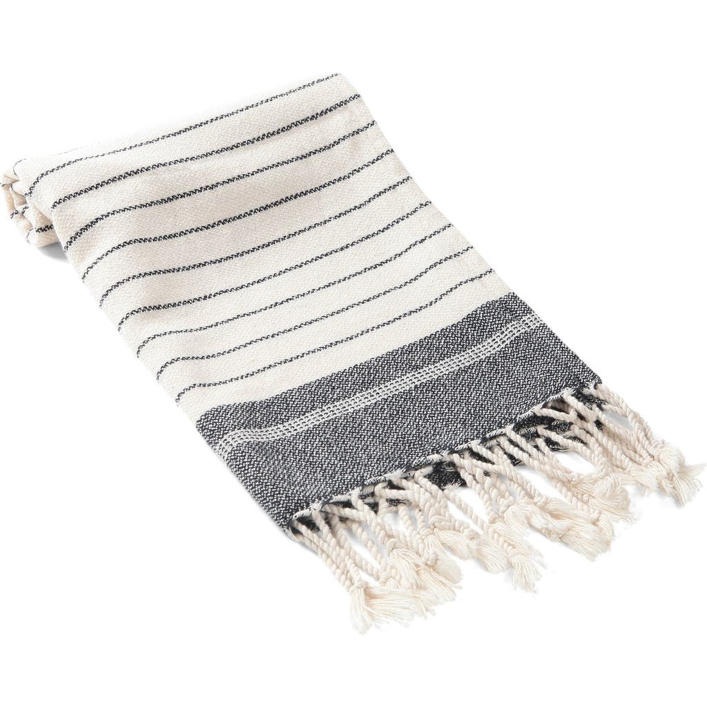 Olive And Linen Olive & Linen Ribbed Loom Terry Hand Towel In Gray