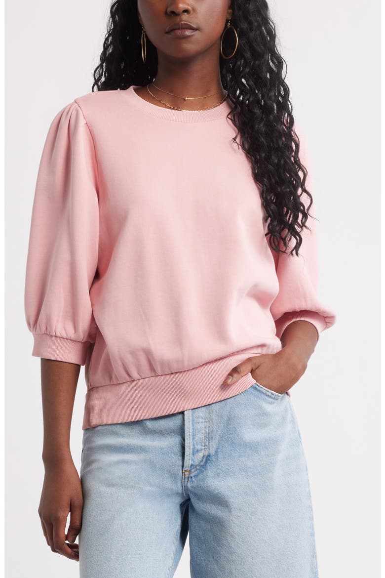 Puff Sleeve Sweatshirt, Main, color, PINK BEAUTY