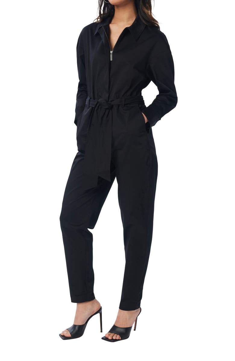 LITA by Ciara Born Free Half-Zip Long Sleeve Belted Stretch Cotton Jumpsuit, Alternate, color, 