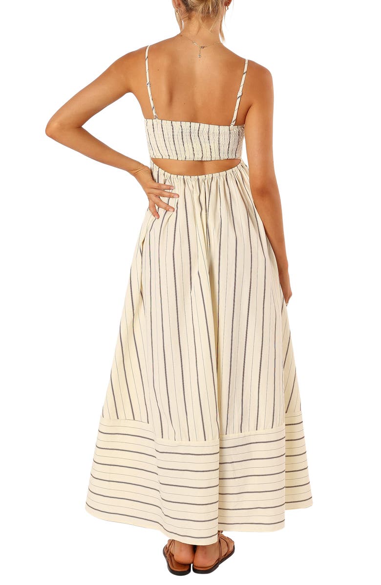Petal & Pup Pixie Stripe Cutout Cotton Maxi Sundress, Alternate, color, Beige Tan