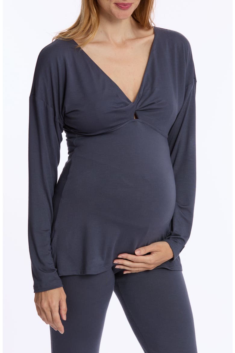 Louna Maternity and Nursing Long Sleeve T-Shirt, Main, color, MIDNIGHT BLUE