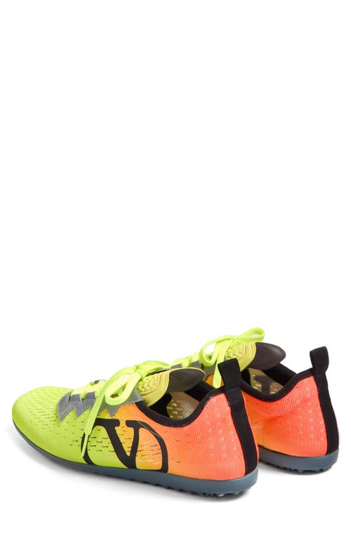 Valentino Lime Green And Fluorescent Orange Sporty Sneakers In Cotton And Pu Bold Design In Lime/orange Fluo