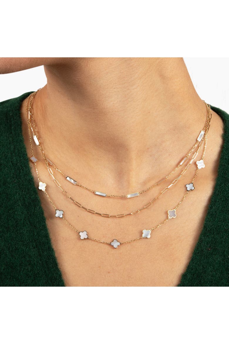 Mini Mother of Pearl Clover Necklace, Alternate, color, Mother of Pearl
