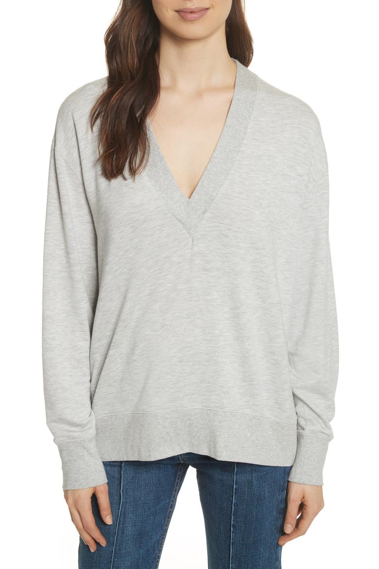 rag & bone/JEAN Flora Sweatshirt, Main, color, HEATHER GREY