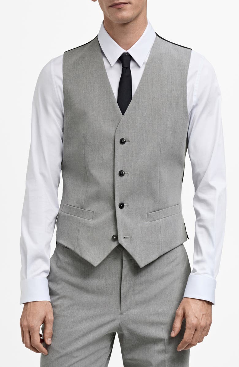 MANGO Paris Superslim Fit Stretch Suit Vest, Main, color, Grey