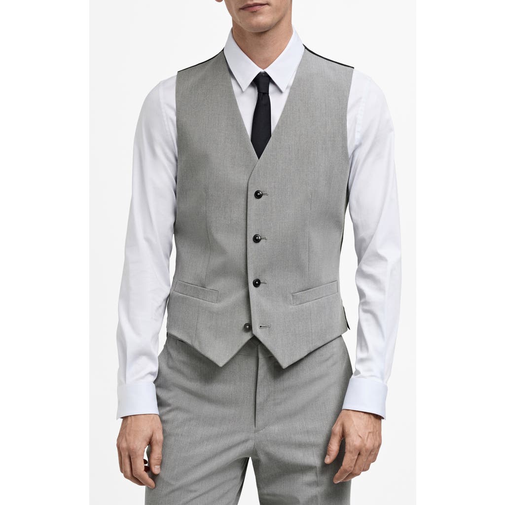 Mango Paris Superslim Fit Stretch Suit Vest In Grey