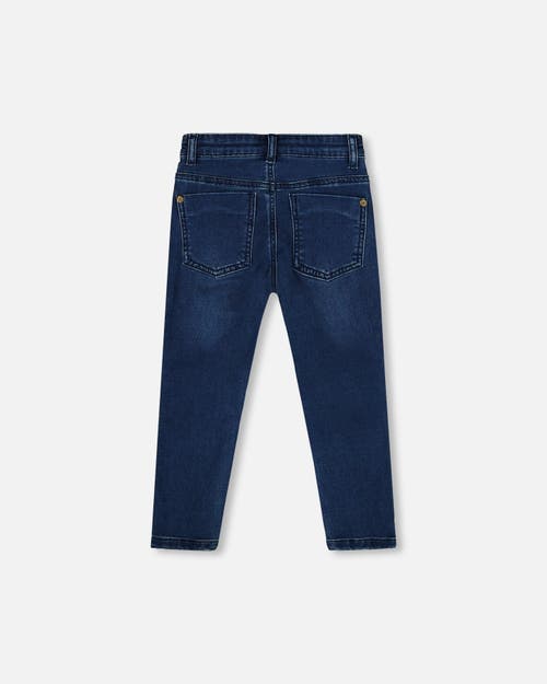 Deux Par Deux French Terry Pants With Contrasting Patch In Blue