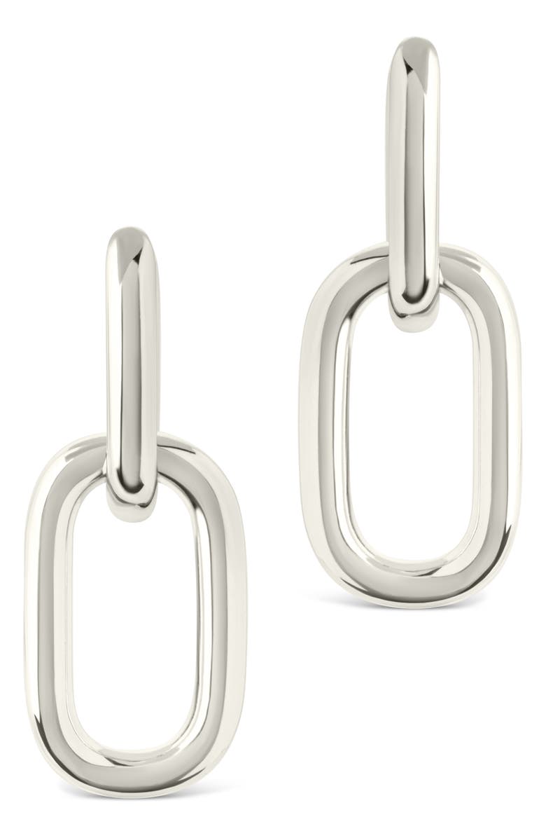 Sterling Forever Rima Oval Link Drop Huggie Hoop Earrings, Alternate, color, Silver