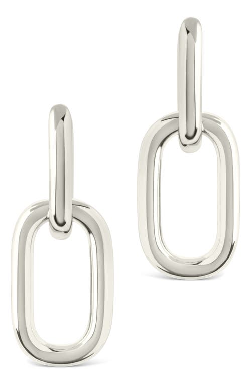 Sterling Forever Rima Oval Link Drop Huggie Hoop Earrings In Silver
